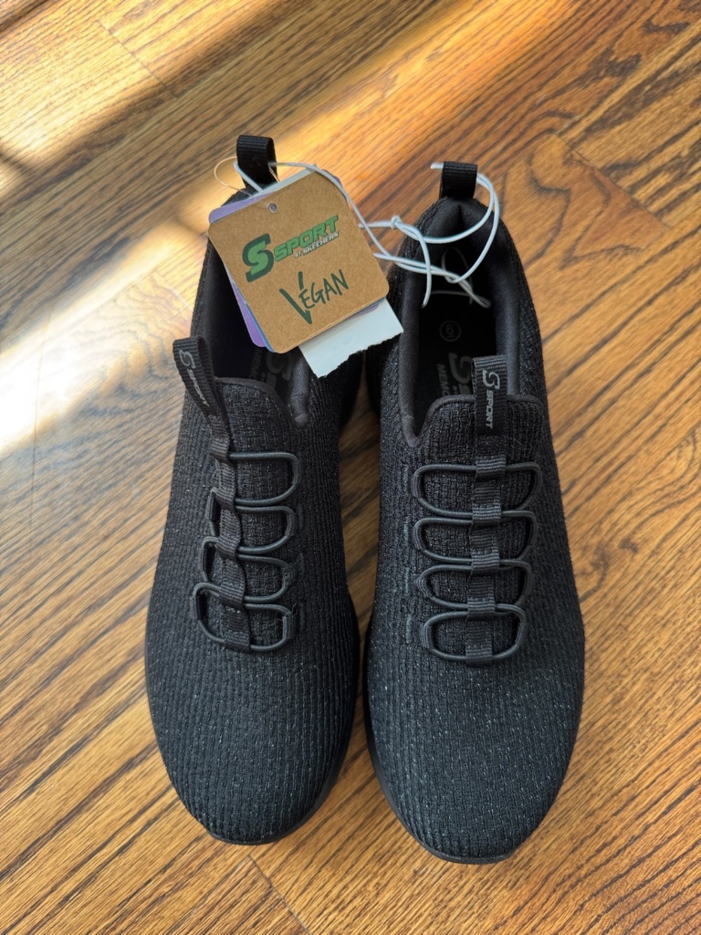 NWT! Skechers Sport Black Knit Slip-On Athletic Shoes with memory foam size 6 - Picture 2 of 8